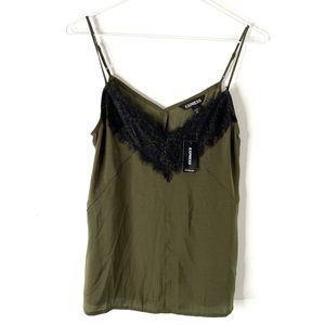 Express Green Satin Camisole Top NWT